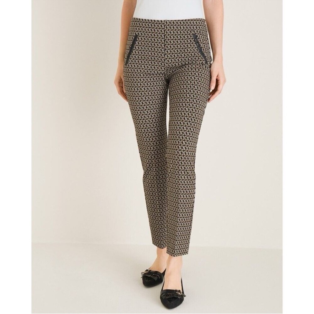 Chico's So Slimming Juliet Geometric-Print‎ Ankle Pants Size 10 Chico's 1.5